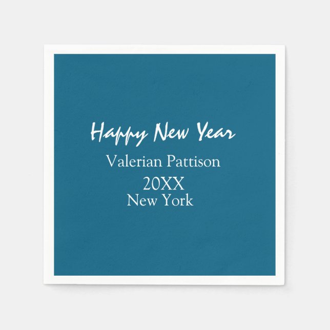 Happy new year blue name place year boho simple  serviette (Vorderseite)