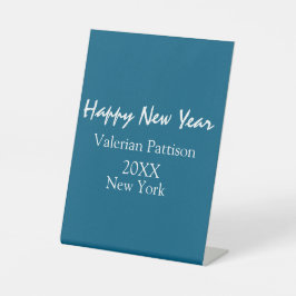 Happy new year blue name place year boho simple  sockelschild