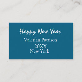 Happy new year blue name place year boho simple  visitenkarte