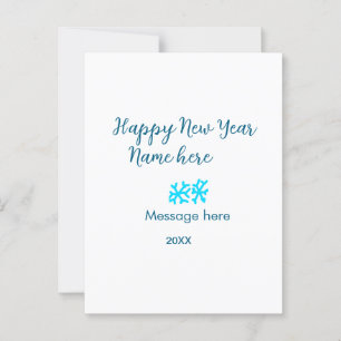 Happy New Year Blue Schneeflocken modern rustikal Postkarte