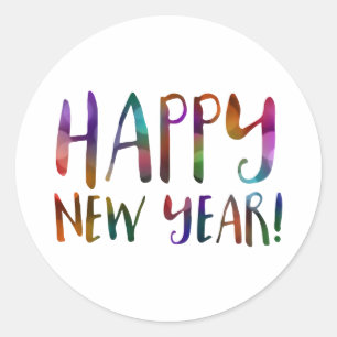 Happy New Year Bokee Runder Aufkleber