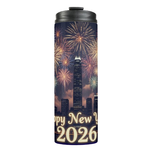 Happy New Year Bottle | Stylish Celebration Drinkw Thermosbecher (Vorderseite)