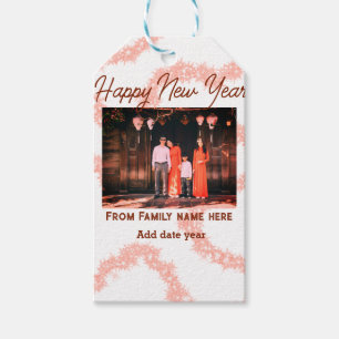 Happy new year brawn fügen Foto Familienname Glitz Geschenkanhänger