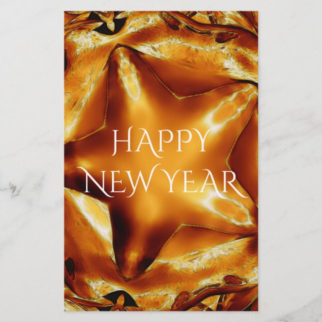 Happy New Year Brown Gold Copper Elegante Star Briefpapier (Vorderseite)