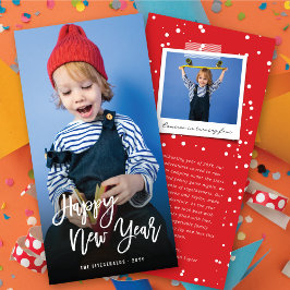 Happy New Year Brush Script Calligrafy Foto Feiertagskarte