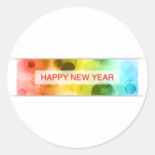 Happy new year (bunt bunt bkeh) runder aufkleber