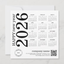 Happy New Year Business 2026 Kalender Logo QR Code
