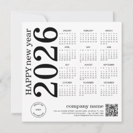 Happy New Year Business 2026 Kalender Logo QR Code Feiertagskarte