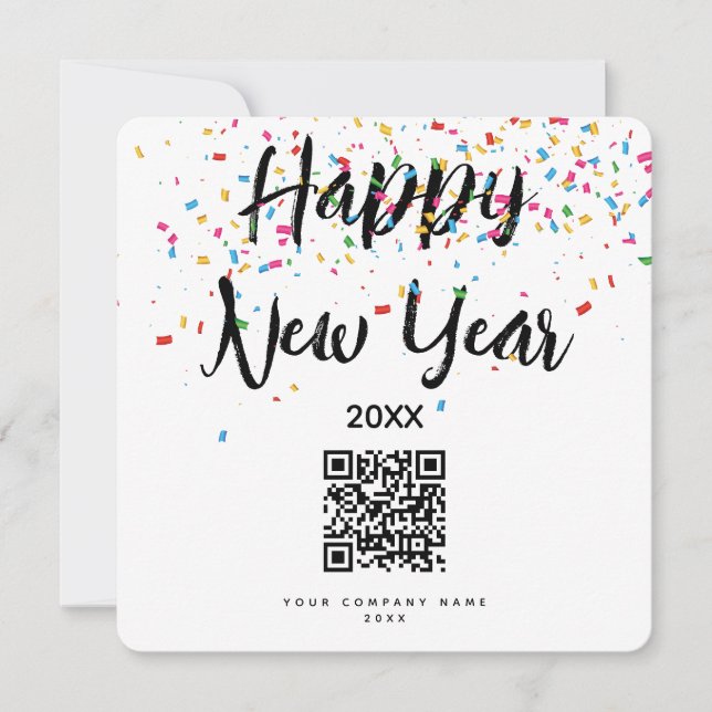 Happy New Year Business QR Code Urlaub (Vorderseite)