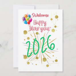 Happy New year Card 2026 Simple and Beautiful  Feiertagskarte