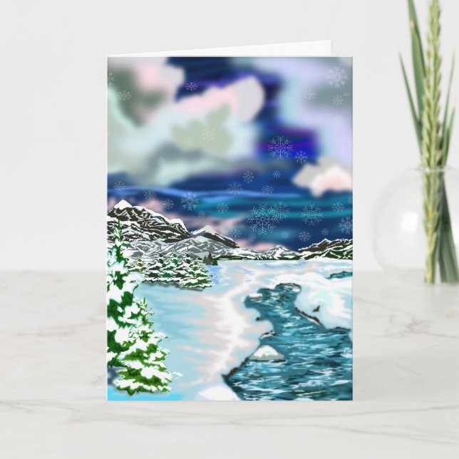 Happy New Year Card Winterlandschaft Karte (Vorderseite)
