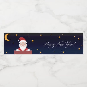 Happy New Year, Cartoon Santa on House