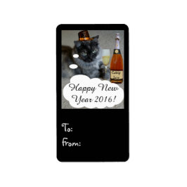 Happy New Year (cat) Label von RoseWrites Adressaufkleber