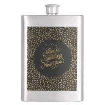 Happy New Year Celebrate,Gold Pixels Pattern,Black