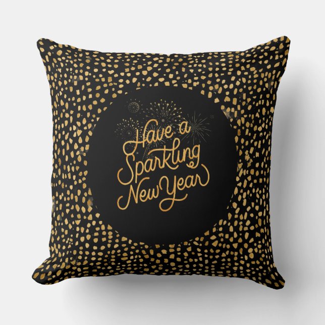 Happy New Year Celebrate,Gold Pixels Pattern Kissen (Vorderseite)
