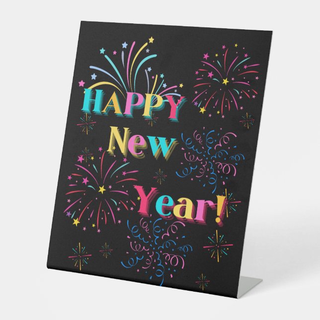 Happy New Year Celebration Pedestal Sign Sockelschild (Vorderseite)