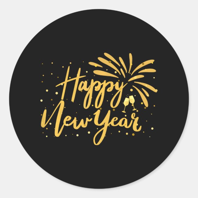 Happy New Year Celebration Silvester Party Runder Aufkleber (Vorderseite)