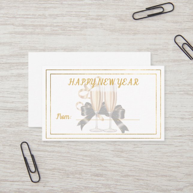Happy New Year Champagne Gift Card Visitenkarte (Vorderseite/Rückseite Beispiel)