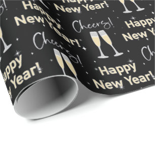 Happy New Year Cheers Champagne Toast Geschenkpapier