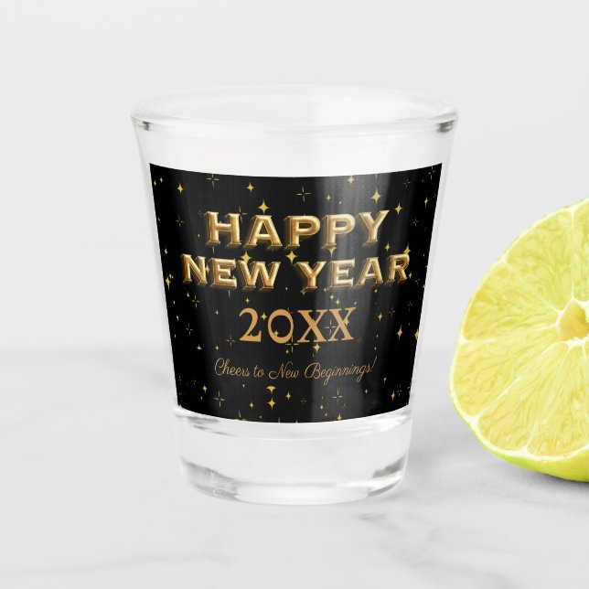 Happy New Year Cheting to New Beginnings Custom Schnapsglas (Vorderseite)