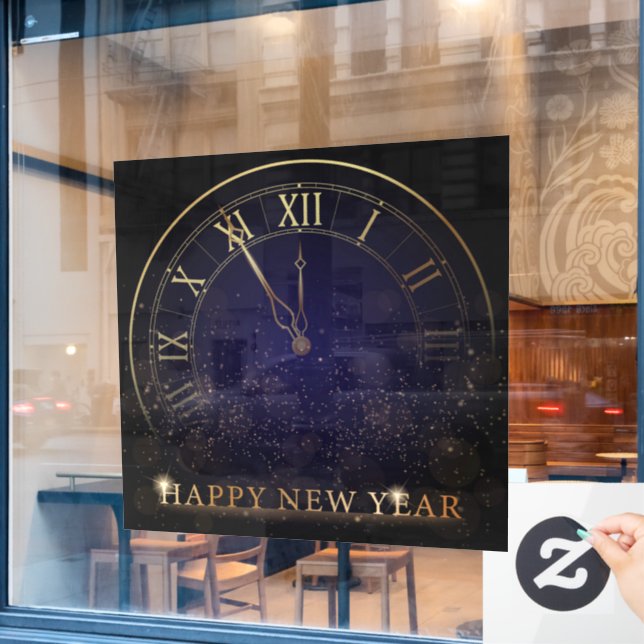 Happy New Year Clying Fensteraufkleber (Café-Fenster)