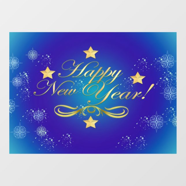 Happy New Year Clying Fensteraufkleber (Blatt)