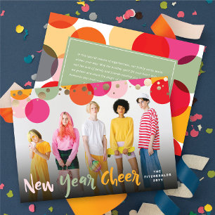 Happy New Year Colorful & Fun Confetti Dots Foto Feiertagskarte