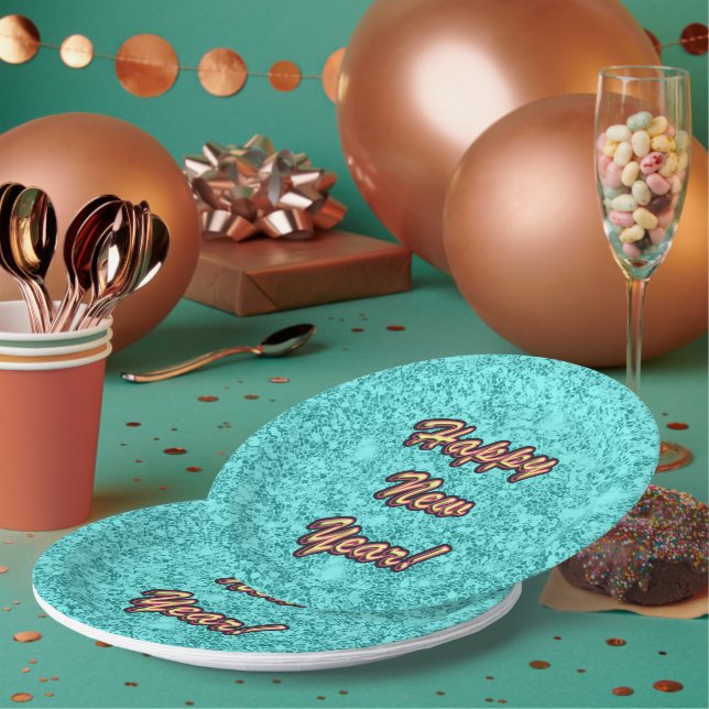 Happy New Year Colorful Pappteller (Multi)