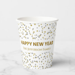 Happy New Year Confetti Pappbecher