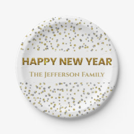 Happy New Year Confetti Pappteller