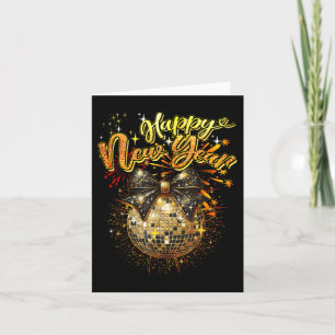 Happy New Year Coquette Bow Disco Silvester Karte