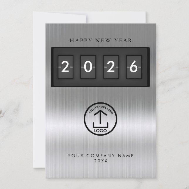 Happy New Year Corporate Business Logo Metallic (Vorderseite)