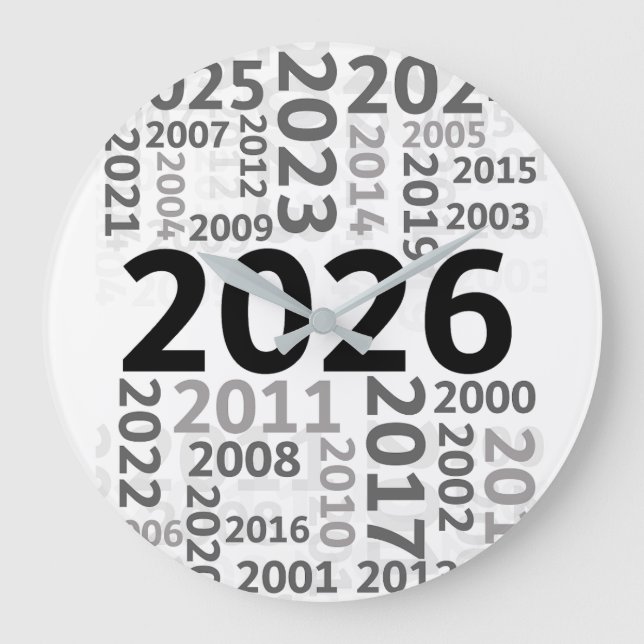 Happy New Year Countdown Wall Clock Große Wanduhr (Vorderseite)