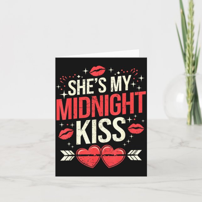 Happy New Year Couples She's My Midnight Kiss Vale Karte (Vorderseite)