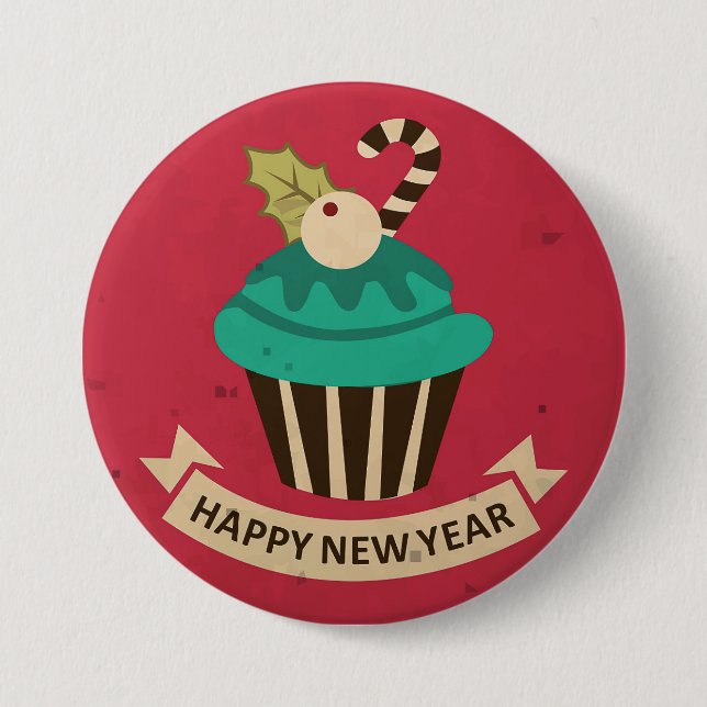 Happy New Year Cupcake Button (Vorderseite)