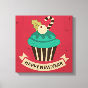 Happy New Year Cupcake Leinwanddruck