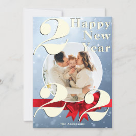 Happy New Year Custom 2022 Blue Snow Foto Card Einladung