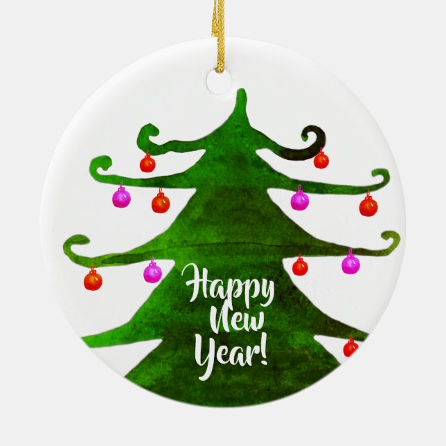 Happy New Year Custom Circle Ornament (Hinten)