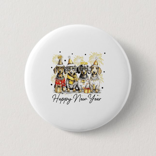 Happy New Year Dachshund Dog Lover 2026 New Year H Button (Vorderseite)