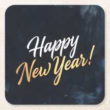 Happy New Year Deep Blue Strokes