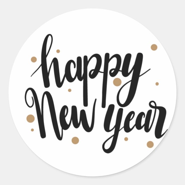 Happy New Year Design Runder Aufkleber (Vorderseite)