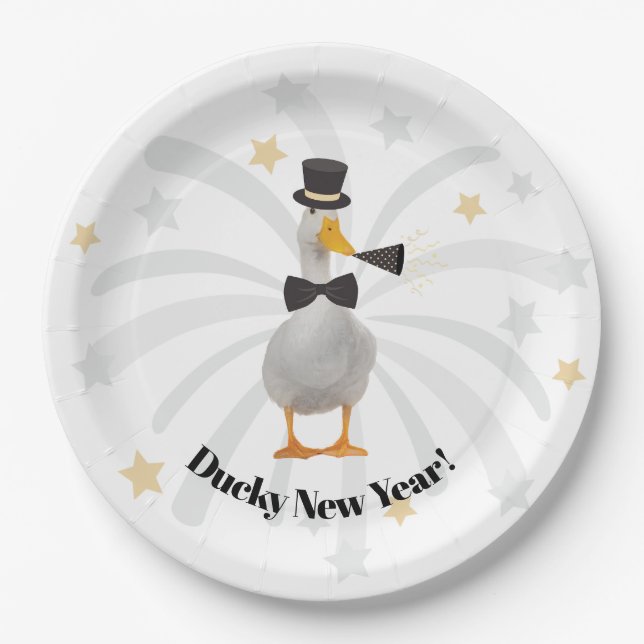Happy New Year Duck Pappteller (Vorderseite)