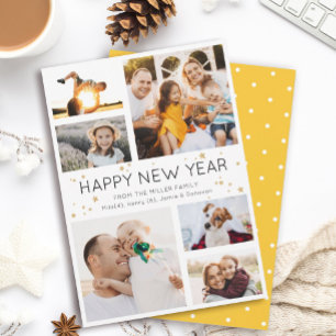 Happy New Year Einfache Minimalistische FotoCollag Feiertagskarte