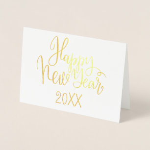 Happy New Year einfache moderne Kalligraphieschrif Folienkarte