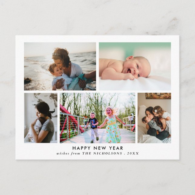 Happy New Year | Einfaches elegantes Foto Postkarte (Vorderseite)