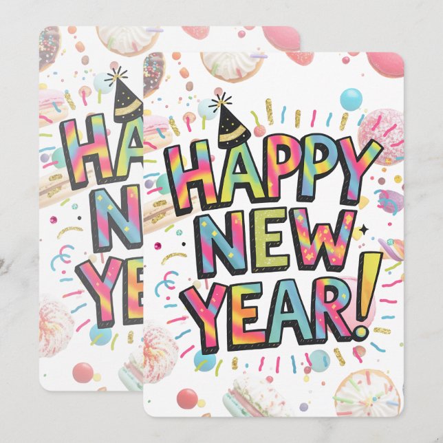 Happy new year einladung (Vorne/Hinten)