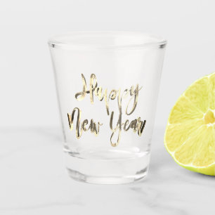 Happy New Year Elegante Gold Look Script Chic Schnapsglas