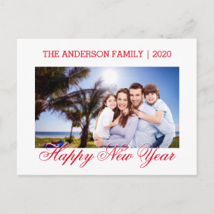 Happy New Year Family Foto Postkarte