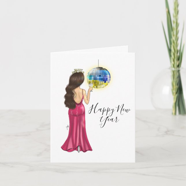 Happy New Year Fashion Illustration Feiertagskarte (Vorderseite)