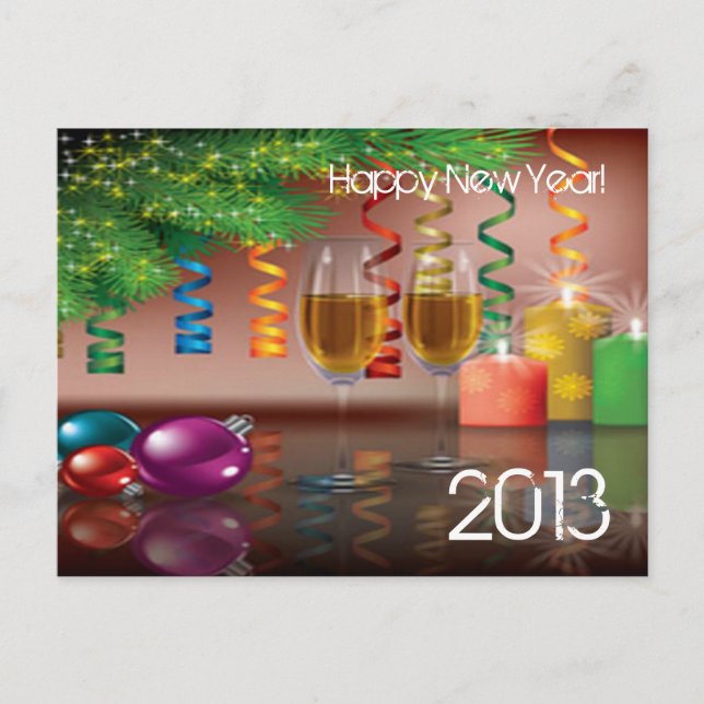 Happy New Year Feiertagspostkarte (Vorderseite)